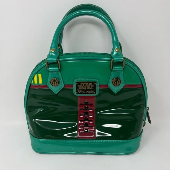 Loungefly Bag Purse Star Wars BOBA FETT Green Disney Zip Around Double Handles - Picture 1 of 12